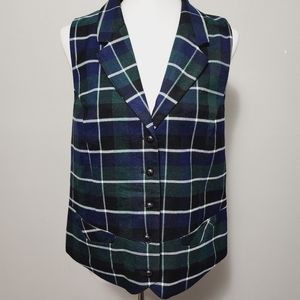 Chadwicks blue green plaid waistcoat vest size 18
